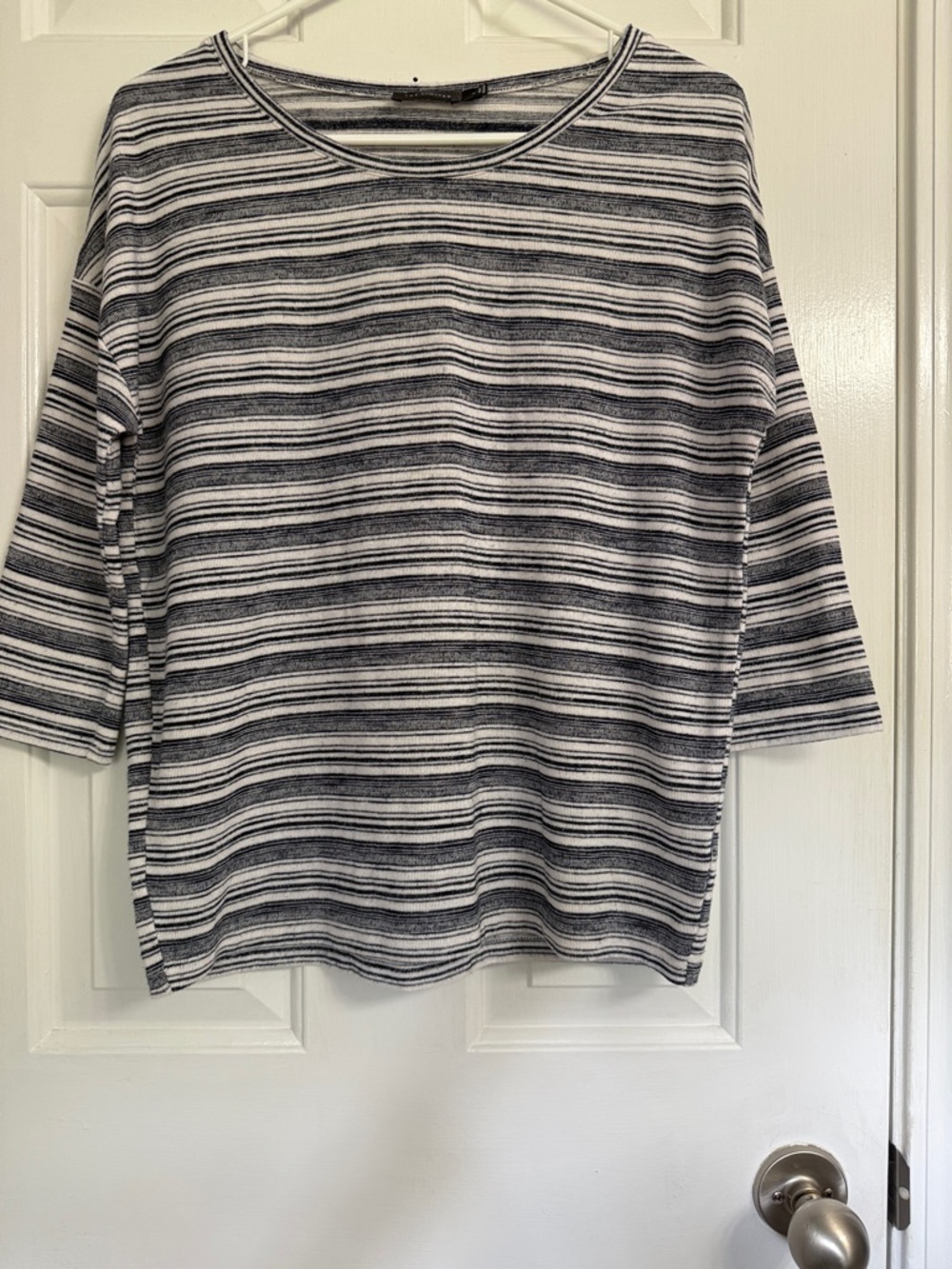 The Limited Black and White Striped Boatneck Top